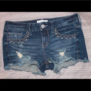 Express studded jean shorts